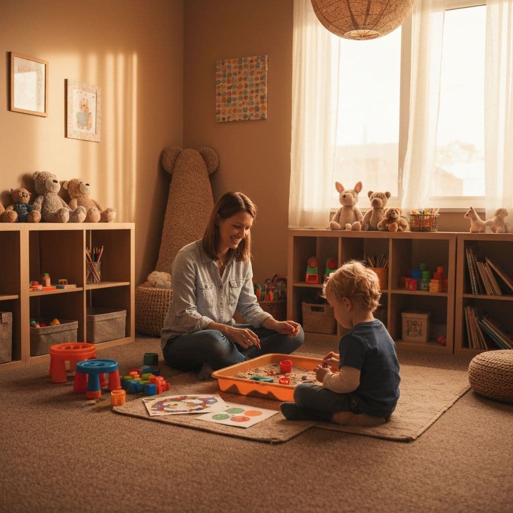 Therapist and child engaged in play therapy
